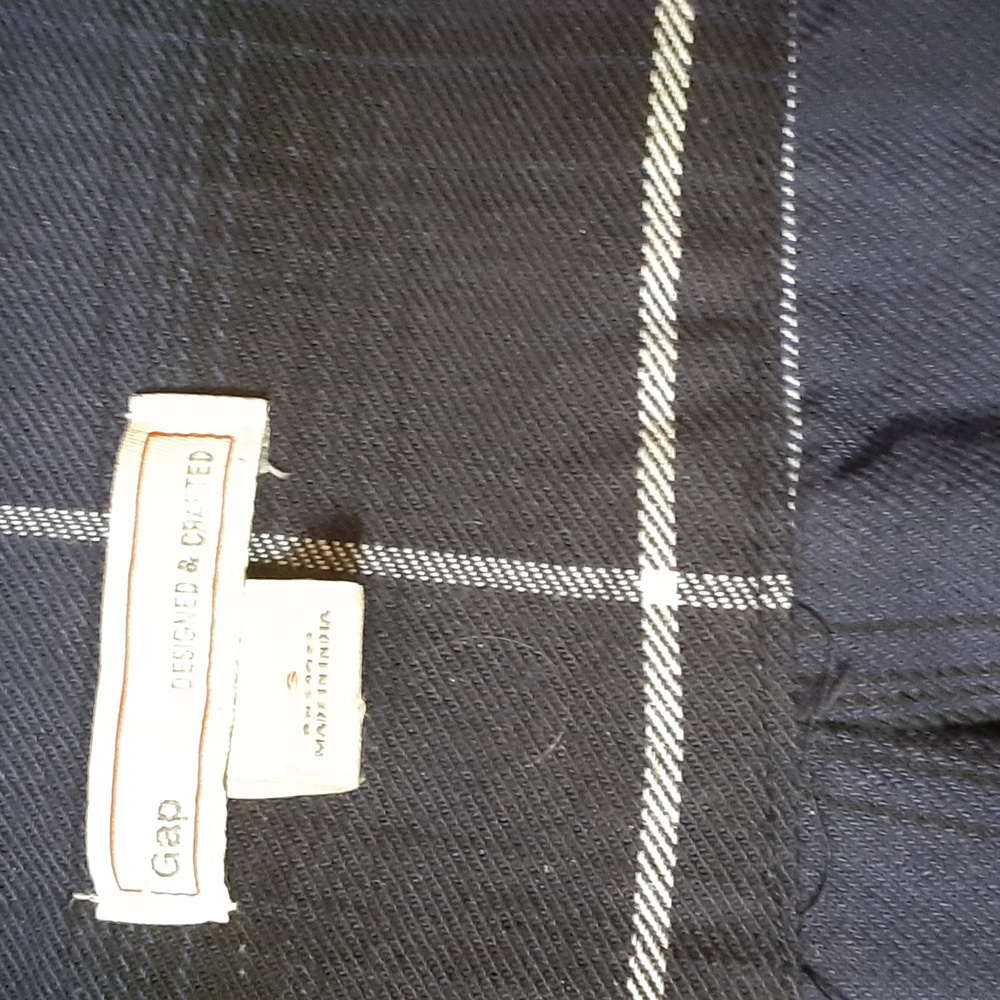 GAP Navy Plaid Shirt Dress Tie Waist – Size Small - Picture 5 of 7
